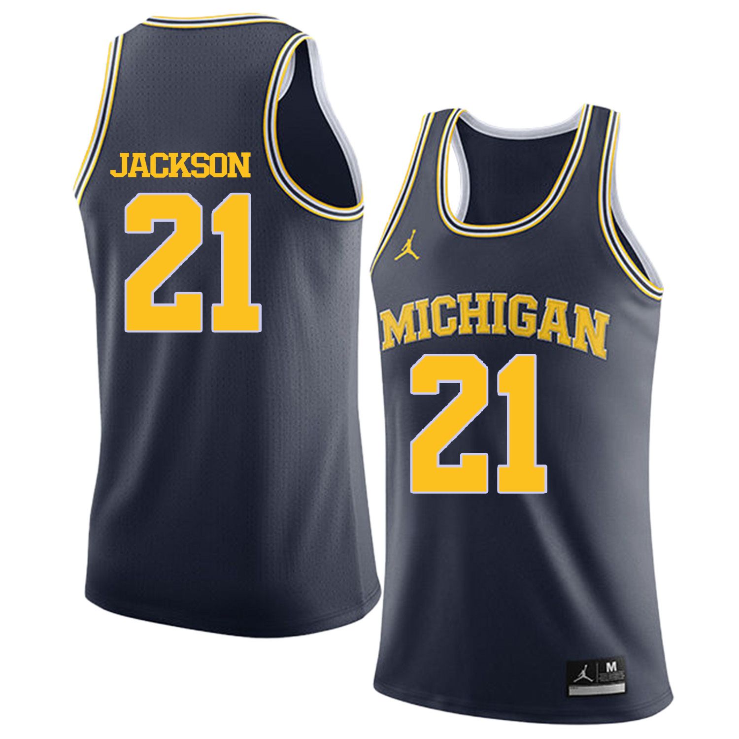 Men Jordan University of Michigan Basketball Navy #21 Jackson Customized NCAA Jerseys